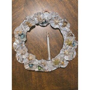 Retro Vintage MCM Aluminum Wreath w Mercury Glass Candle and Mini Ornaments